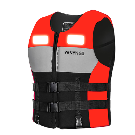 YANYNGS life jacket adult professional boat vest fishing swimming rescue flood-proof vest surfing large buoyancy survival clothing JSY-1027 red with pocket S