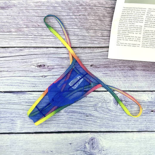 Universal men's thong underwear, thin mesh, fully transparent, sexy and tempting, low-waisted, rainbow thin straps, personalized, quick-drying, white S90-105Jin Jin equals 0.5kg