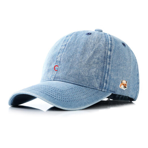 MAISON HYSAN Little Fox Korean Baseball Cap Men's and Women's Trendy Peaked Cap Fashionable and Versatile Dark Blue Adjustable