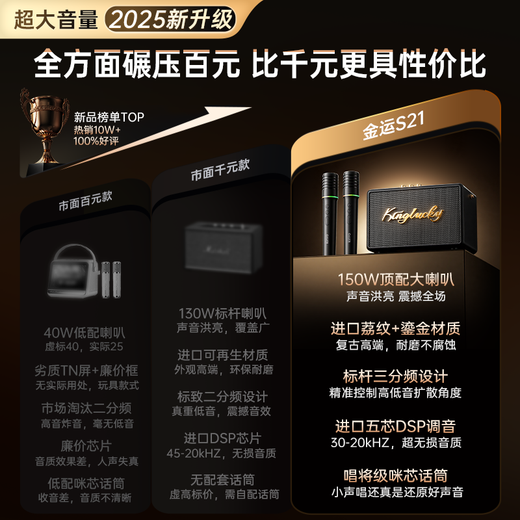 Jinyun Marshall same style audio home karaoke all-in-one machine karaoke microphone microphone home ktv singing artifact heavy bass karaoke set outdoor speaker gift S21