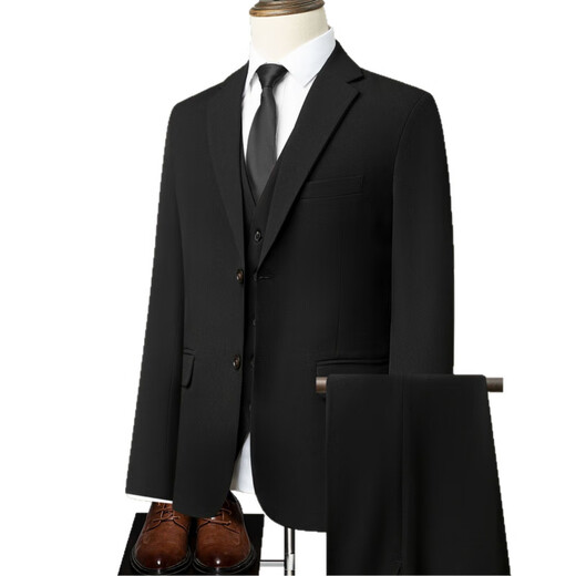 Playboy (PLAYBOY) suit men's high-end business casual professional formal suit men's full set wedding banquet groomsman suit non-ironing black suit, shirt, trousers, tie M 170 118-134Jin Jin equals 0.5 kg