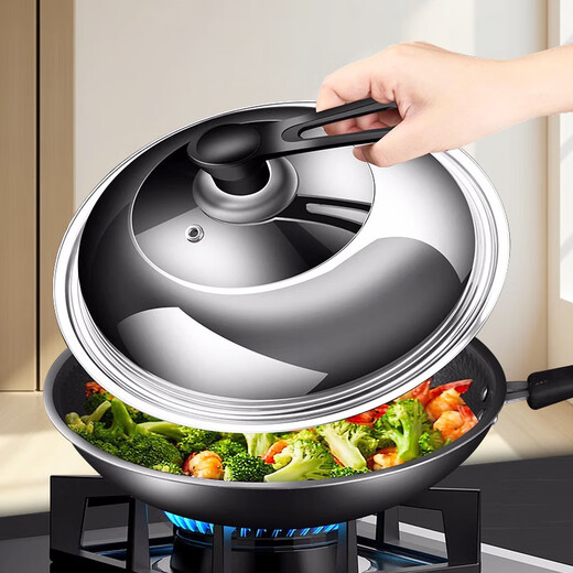 JCZS German pot lid 304 stainless steel household stand-up lid for high temperature cooking 30-32-34-40cm universal type 30cm pot lid can stand suitable for pots with an inner diameter of 28-29.5cm