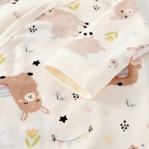 Spring and Autumn Pure Cotton Baby Clothes Newborn Baby Coveralls One-piece Category A Boneless Triangle Harness Coffee Rabbit 52cm