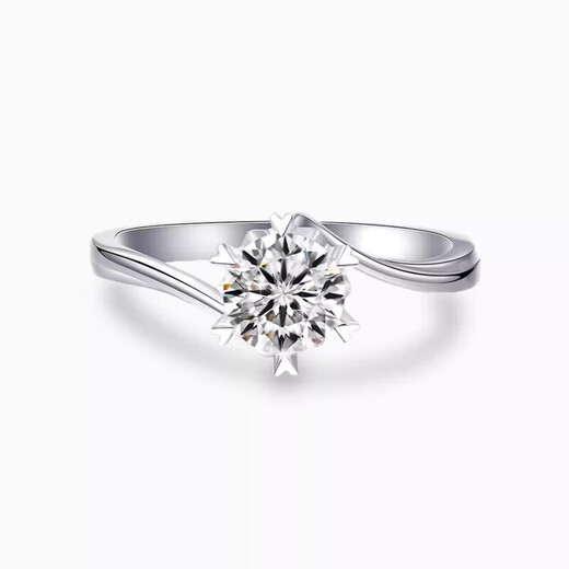 I Do platinum PT950 diamond ring snowflake twist arm 1 carat cultivated diamond engagement and proposal diamond ring as a gift for girlfriend Snowflake twist arm 50 points diamond opening adjustable
