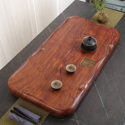 Fantasy Ebony Tea Tray Home Solid Wood Kung Fu Tea Table Office Special Log Tray Tea Set Accessories Rosewood Pattern Flat Blue Cloud 80x42x7cm 7B Flower