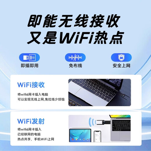 LB-LINK2025新款台式电脑WiFi6无线接收器发射器笔记本无线网卡连接外置网络热点千兆5G双频信号免驱动 蓝牙5.4【5G双频抗干扰 高增益天线】AX900