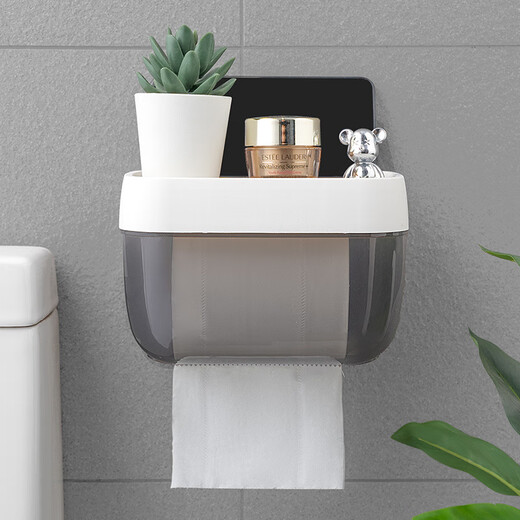 Shantou Lincun punch-free tissue box bathroom toilet paper box paper wall hanging paper tube box storage rack factory direct sales manufacturer matcha green mini style with 1 buckle + 1 soap dish