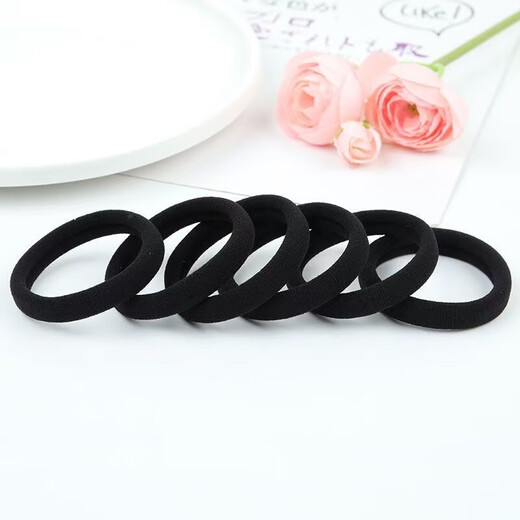 Headband hair tie black thickened ponytail high elastic rubber ring leather set hair rope girls adult rubber bands black 20