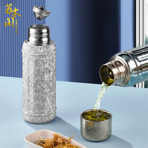 SUMO EGGS Pure Titanium Insulated Tea Cup Men's Titanium Cup High-end Tea Separator Cup Women's High-Looking Cup Light Luxury Water Cup Haoyue Silver 450ML