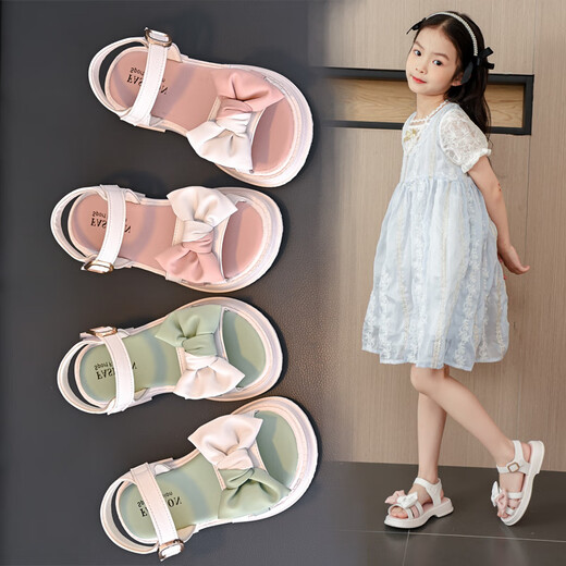 Girls Shoes Children's Princess Sandals 2023 Summer New Summer Style Little Girls Baby Soft Bottom Flat Bottom Student Shoes xd-725 Pink 26
