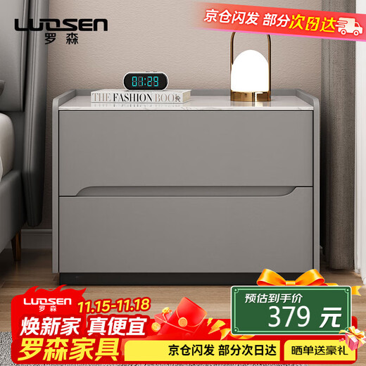 LUOSEN slate bedside table modern simple light luxury high-end bedroom installation-free bedside table light gray