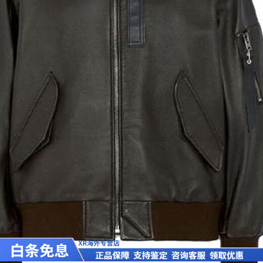 COACH fashionable and versatile trendy solid color zipper pocket casual leather jacket for men dark brown Christmas gift dark brown S