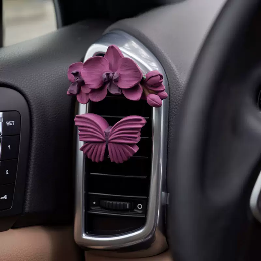 Yusenyi Car Aromatherapy Car Air Conditioner Air Vent Phalaenopsis Aromatherapy Butterfly Light Fragrance High-end Decoration New Car Gift Purple Phalaenopsis-Butterfly Default Blue Wind Chime Other flavors can be noted 1g