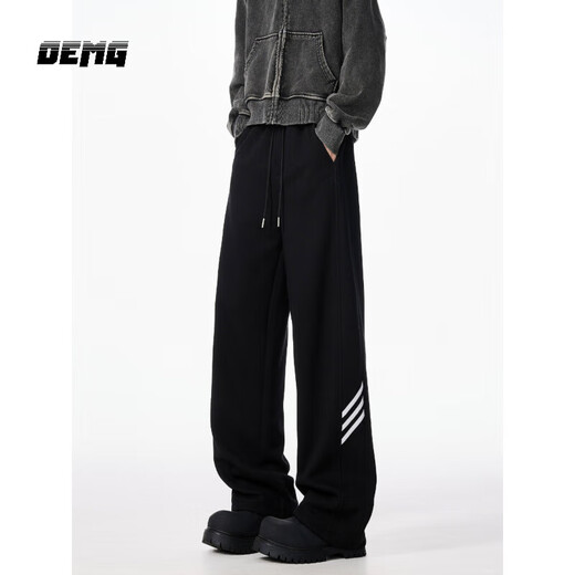 OEMG Three Stripes Casual Pants Men's 2025 Autumn New American Fashion Brand Heavy Sports Pants Loose Straight Navy Blue XL Recommended 110-130Jin Jin equals 0.5kg