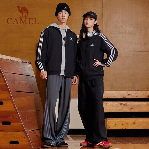 Camel (CAMEL) all-terrain windbreaker for men and women casual stand-up collar sports jacket jacket C35CABLH040 Phantom Black S
