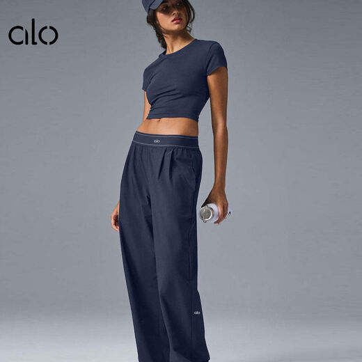 Pilates Yoga Pants Women's High Waist Loose Casual Fitness Pants Outdoor Running Sports Pants Outer Wear Blue S S