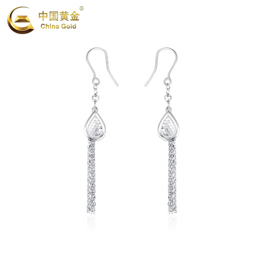 CHINA GOLD PT950 sparkling scale tassel drop-shaped ear hooks for women new Valentine's Day birthday gift for girlfriend and wife Shining scale tassel drop-shaped ear hooks one pair about 5.1g