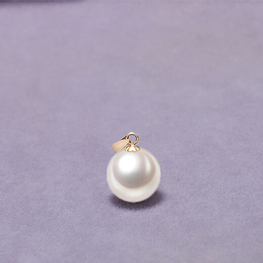 Pearl single pendant without chain 925 silver perfect round freshwater pearl pendant gift for wife, mother, best friend, 6.0-7.0mm pearl + yellow pendant holder
