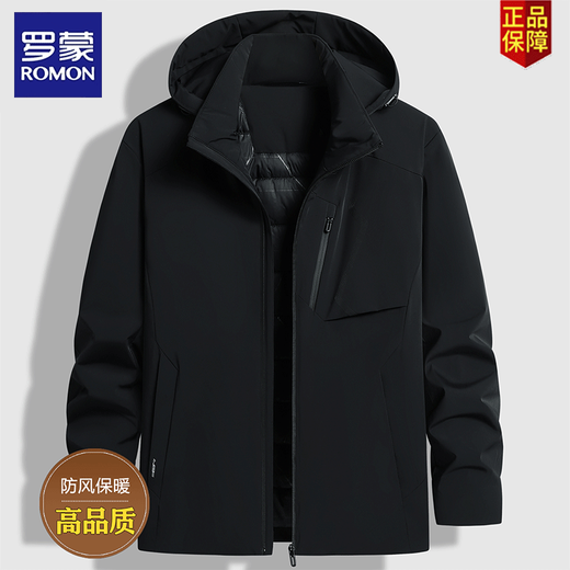 Luo Meng winter thickened cotton coat for men middle-aged large size loose windproof warm cotton coat dad winter waterproof winter jacket classic black windproof and warm 2XL recommended weight 140-155Jin Jin equals 0.5 kg