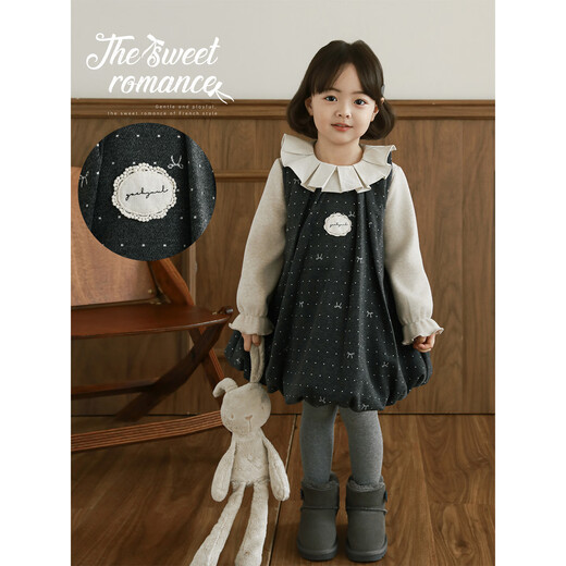 Young girls 2025 winter new sweet sleeveless bud skirt polka dot cute slimming thickened warm vest skirt coffee color 100 cm