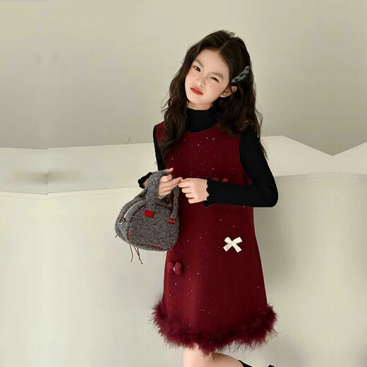 G.duck Little Yellow Duck Girls Spring Fashion Suit Little Girl Fashionable Princess Dress Children's Thin Top Two-piece Set Black Suit 150 CM