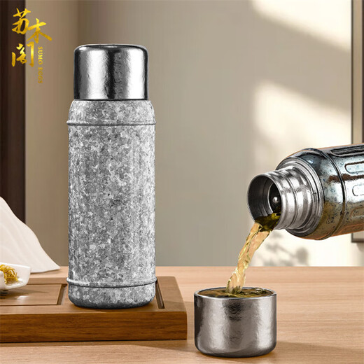 SUMO EGGS Pure Titanium Insulated Tea Cup Men's Titanium Cup High-end Tea Separator Cup Women's High-Looking Cup Light Luxury Water Cup Haoyue Silver 450ML