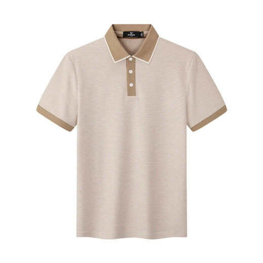 Seven Wolf [Easy to take care of] Short-sleeved POLO summer new two-color interwoven jacquard cotton blend short-sleeved comfort top 702 (dark apricot color) XL 175/92A