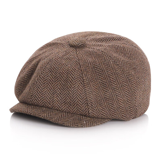Oxygen Mo Newsboy Hat Children's Advance Hat Boy Woolen Octagonal Hat Girl Painter Baby Brown Beret Parent-Child Brown M 48 Pier Size 46-48C About 1 Year Old x Choose According to Head Circumference
