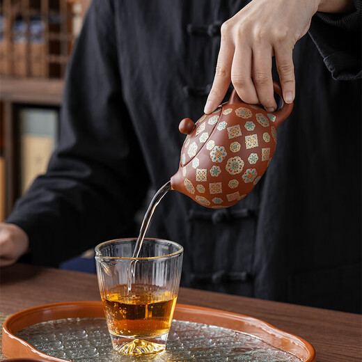 Vermilion purple sand Dahongpao Xishi pot ceramic handmade raw ore ball hole household high-end water-breaking Fengming purple clay pot Purple sand vermilion-Xi Shi pot 230ml