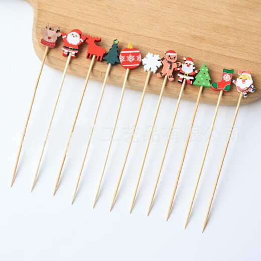 Kaximu Christmas Fruit Picks Candied Haws Tools Holiday Decoration Picks Internet Celebrity Cartoon Style Picks Disposable Forks Christmas Themed Bamboo Picks Combination Christmas Mix 50 Sticks + Glutinous Rice Paper 100 Pieces