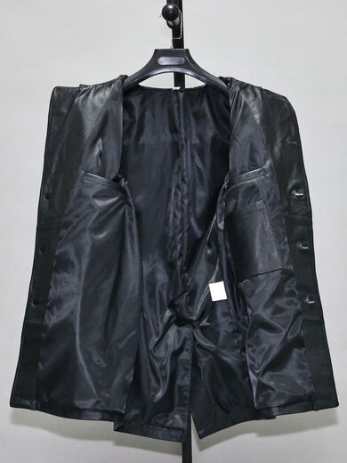 First-layer thin soft cowhide genuine leather jacket for men and women, slim-fitting, mid-length youth lapel casual business windbreaker jacket, single style - black thin soft cowhide M M recommended 100-129 Jin Jin equals 0.5 kg