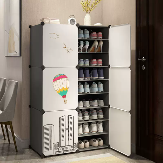 Yusenyi Shoe Storage Box Transparent Simple Shoe Box Door Large Capacity Rental Dormitory Shoe Cabinet Storage Artifact to Save Space 1 Column 8 Layers Buy and Get a Lock Card 40x30x45cm