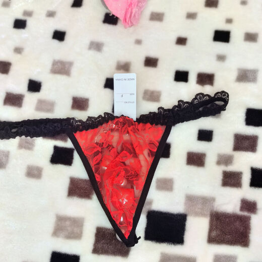 New men's lace thong sexy back hanging massage detachable beads stuffed into transvestite sexy play underwear white one size 80-135 Jin Jin equals 0.5 kg