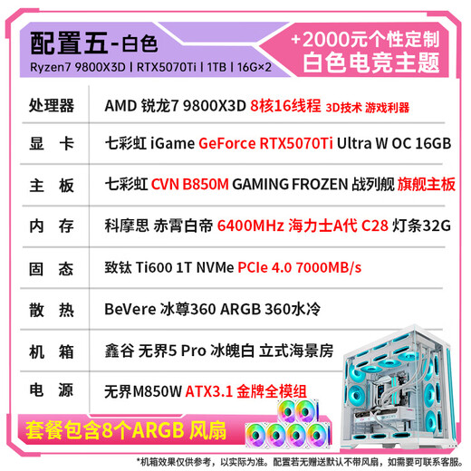 AMD Ryzen R7 9800X3D/5070/5070Ti/5080/5090D Official Subsidy Computer Host E-Sports Complete Game Desktop Delta Mobile Assembly Computer Configuration Five 9800x3d 5070Ti E-Sports Sea View Room