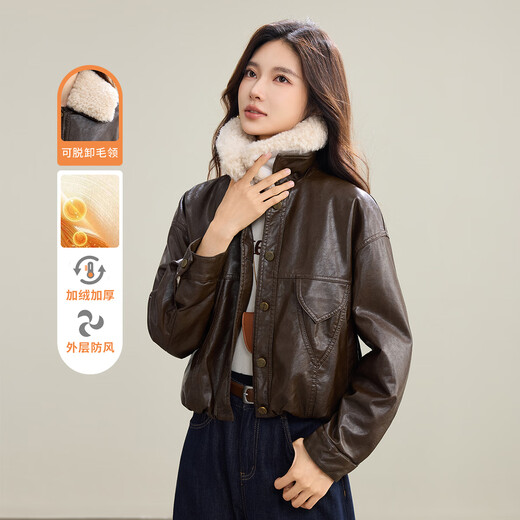 TERRE BLEUE Trendy Leather Jacket Women's Velvet Thickened 2025 Winter New Fashion Versatile Short Cotton Clothes Women's Top