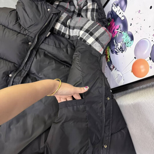 B PRORSUM Burberry Autumn and Winter Thickened Removable Sleeve Jacket Fashionable Versatile Warm Jacket for Men and Women High Version Hooded Nose Black XL Recommended Weight 100-120