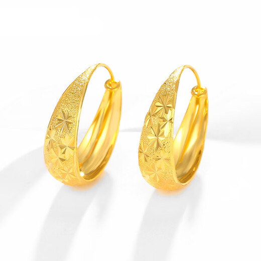 Puman Zhuji 24K gold earrings for women, baby's breath earrings, frosted ear buckles, retro, wedding gifts for mothers, new products, a pair of baby's breath earrings, gift box