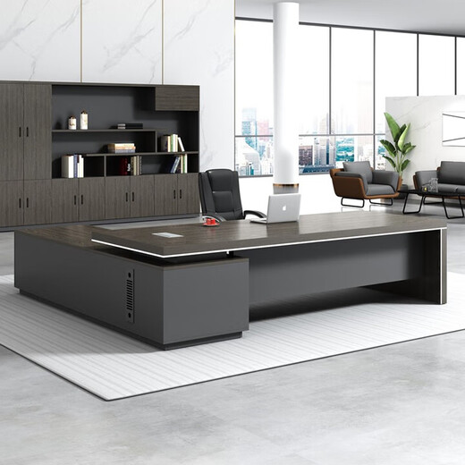 Boss desk desk chairman executive desk leader computer desk single work desk manager desk president desk big leaf walnut + iron gray (left side cabinet) 1.8 meters boss desk