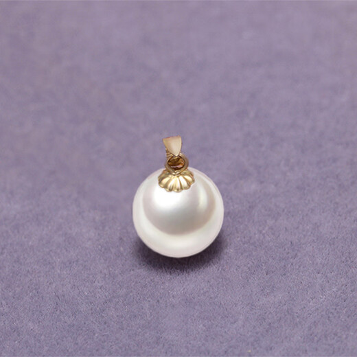Pearl single pendant without chain 925 silver perfect round freshwater pearl pendant gift for wife, mother, best friend, 6.0-7.0mm pearl + yellow pendant holder