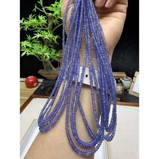 Fat Donglai same style tanzanite necklace high pallet bead color crystal rod 2.5-3.6 mm 41 cm about P333-2# tanzanite necklace semi-finished product without buckle