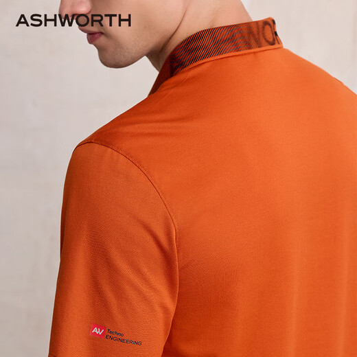 ASHWORTH comfortable cotton spring and summer new knitted lapel short-sleeved Polo shirt men's dopamine versatile commuter lapel T-shirt O1-Salmon M