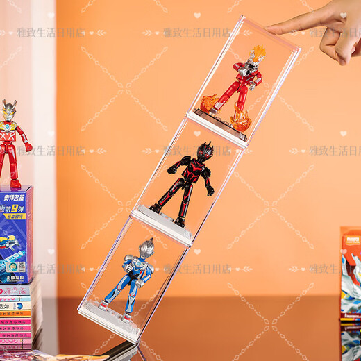 Sailotou blind box cabinet storage box Bruko Ultraman display box building block blind box transparent toy cabinet doll storage enlarged and thickened * white 12 pieces nano glue * 18