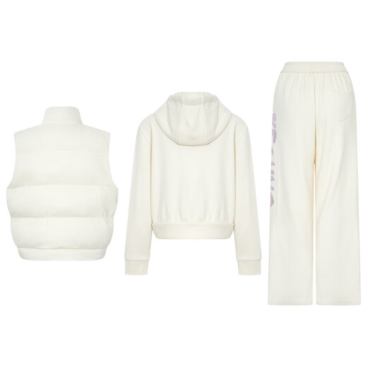 TCH vest suit for women 25 years autumn and winter fashion hot diamond design versatile warm temperament elegant style three-piece set beige M 90-120Jin Jin equals 0.5 kg