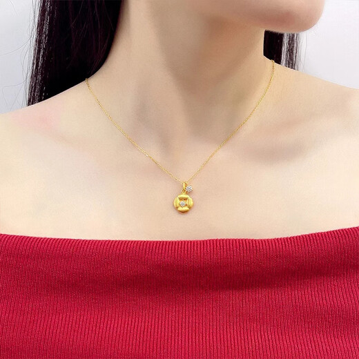 18K gold necklace six-claw pendant color gold rose gold au750 classic six-claw four-claw pendant accessories DIY 18K gold six-claw (single six-claw)