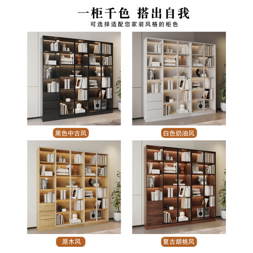 Zhong Zhanggui glass small wine cabinet living room wall display cabinet storage cabinet light luxury red wine cabinet household small wine storage cabinet 60x32x200 double door double drawer dark gray delivery to home