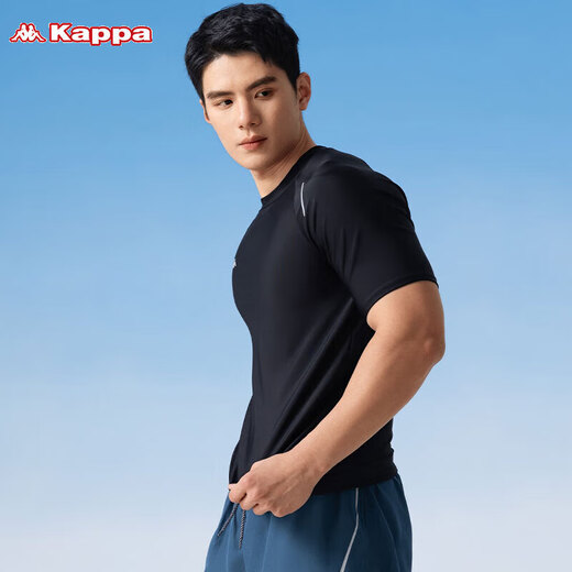 Kappa (kappa) traje de baño para hombres alto elástico de secado rápido de secado rápido Equipo de natación de vacaciones de maniobra solar de manga corta Fitness Sports Sports Spring