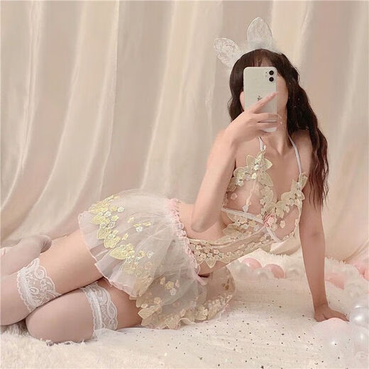 Universal new product uniform, sexy pure lust style nightgown, thong, see-through princess uniform, cute and tempting, suspender skirt + thong (excluding ears), small size (75-105Jin Jin is equal to 0.5kg)