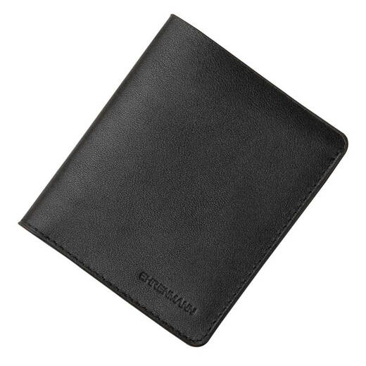 Ehrenmann [natürliches Mikrofaser außerhalb des Drucks] Herrenbrieftasche kleine echte Leder-Brieftasche mit großer Kapazität Kartuschenkartentasche Schwarz