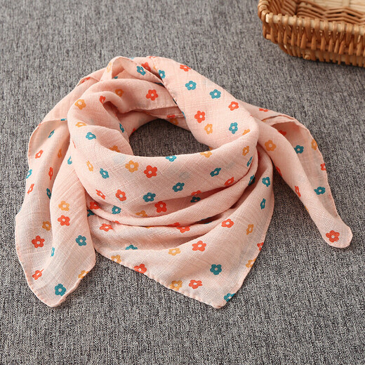 Korean version of the new 70*70 small square scarf for women, versatile breathable cotton and linen scarf, air-conditioned room neck protector, children's parent-child scarf, rabbit snow bud color 70*70 square scarf
