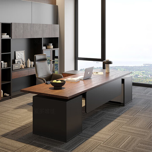 President and Chairman's Office Furniture Solid Wood Boss Desk Log Executive Desk with Drawer Cabinet Long Side Cabinet Desk New Zealand Pine 160*70 Shipped by SF Express